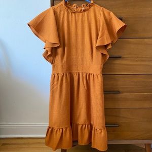 Express x Ladygang Womens Size 2 Flutter Sleeve Mini Dress Burnt Orange